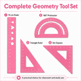 thumbnail image 6 of Drawing Ruler Set, Aluminum Alloy Metal 4PCS Tool Kit with Straight Ruler, Triangle Ruler, Protractor for Engineering Drawing, 6 of 8