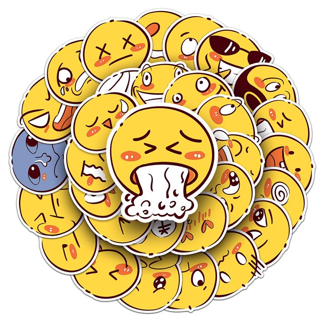 Paquete de 50 pegatinas de vinilo resistentes al agua Smiley Fashion para botellas de agua, portátiles, coches, patinetas y decoraciones para cuevas de hombres