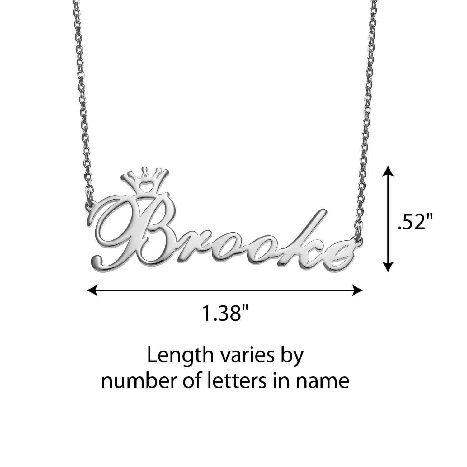 Personalized Girls Sterling Silver or Gold over Silver Princess Script Name Necklace