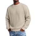thumbnail image 2 of Mens Sweaters Crew Neck Long Sleeve Solid Color Fashion Loose Thicken Fall Pullover Sweater Beige XXXL, 2 of 7
