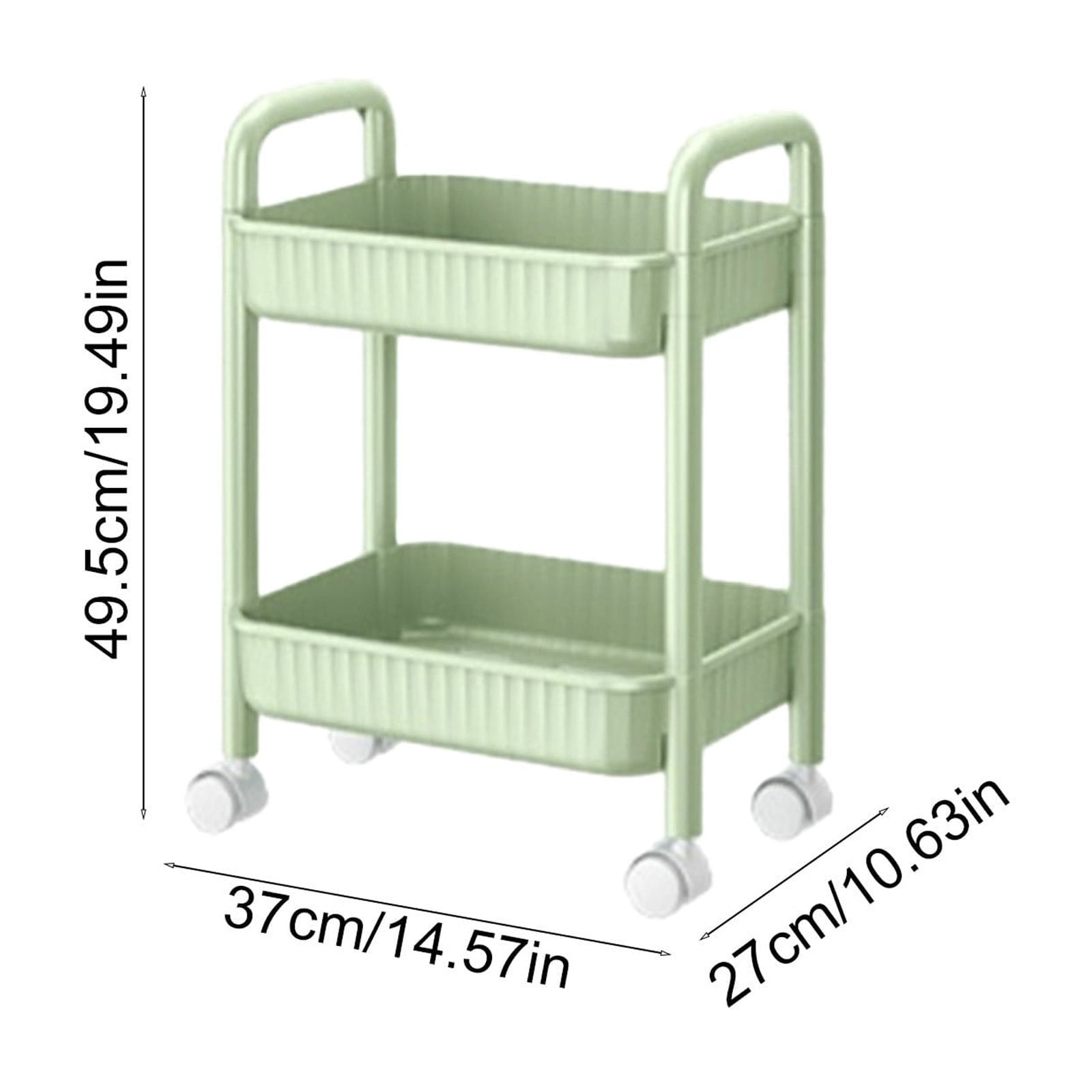 HOZVOMI 2-Tier Rolling Cart with Wheels, Lockable Swivel Casters, Multi-Purpose Storage Organizer for Kitchen, Office, Bedroom, Laundry, and Bathroom