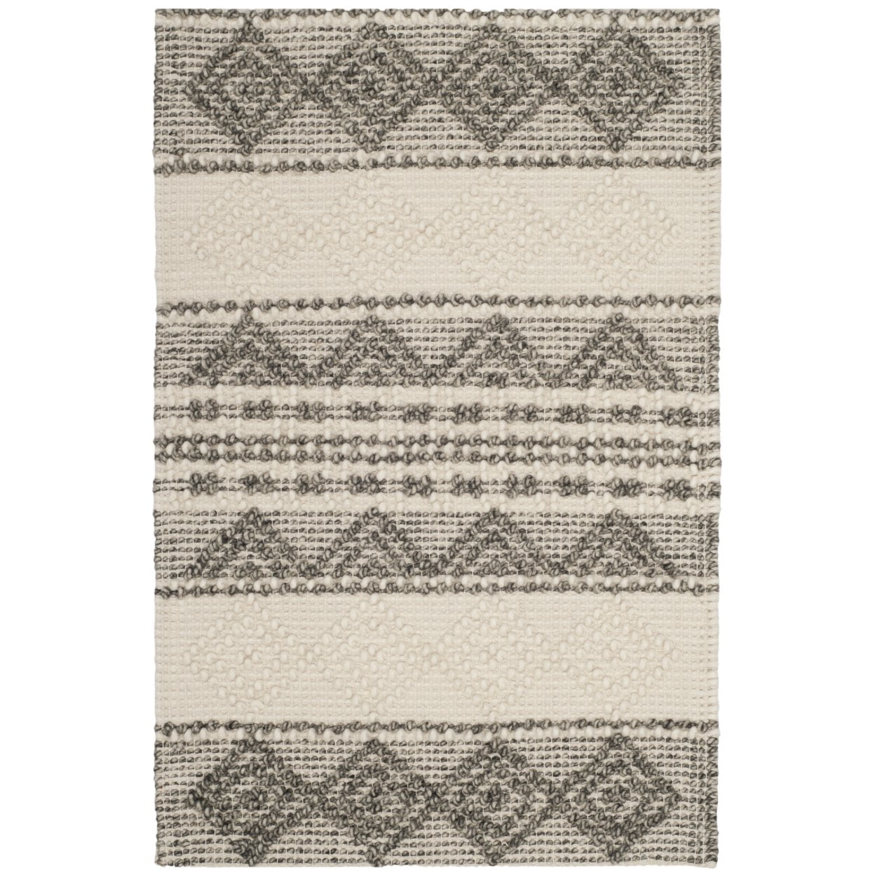 SAFAVIEH Natura Carly Geometric Braided Wool Runner Rug, Grey/Ivory, 2'3" x 22'