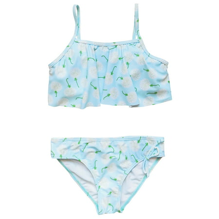 So Sydney Swim Girls' Two Piece Flounce Bikini Swimsuit Bathing