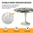 thumbnail image 6 of Retro White Pink Camellia Elastic Fitted Round Table Cover Wood Grain Waterproof Outdoor Tablecloth for Holiday Party, Picnic, Patio & Dining Fits Tables Up to 45"-54", 6 of 8
