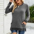 thumbnail image 6 of Sweatshirts for Women Round Neck Solid Color Long Sleeve Pullover Tops with Pocket, 6 of 8
