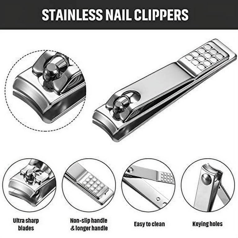 12 Pieces Stainless Steel Nail Clipper Bulk Pack Set Silver Nail Cutter  Fingernails and Toenail Clipper Cutter for Women Men 