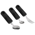 thumbnail image 3 of Utensilios adaptativos, acero inoxidable 3 piezas agujeros colgantes holessonsons utensilios no lis ondulados anti shaking para ancianos, 3 of 7