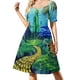 thumbnail image 2 of Camino a la Ciudad Esmeralda Vestido de manga corta vestidos de cóctel Vestidos elegantes, 2 of 7