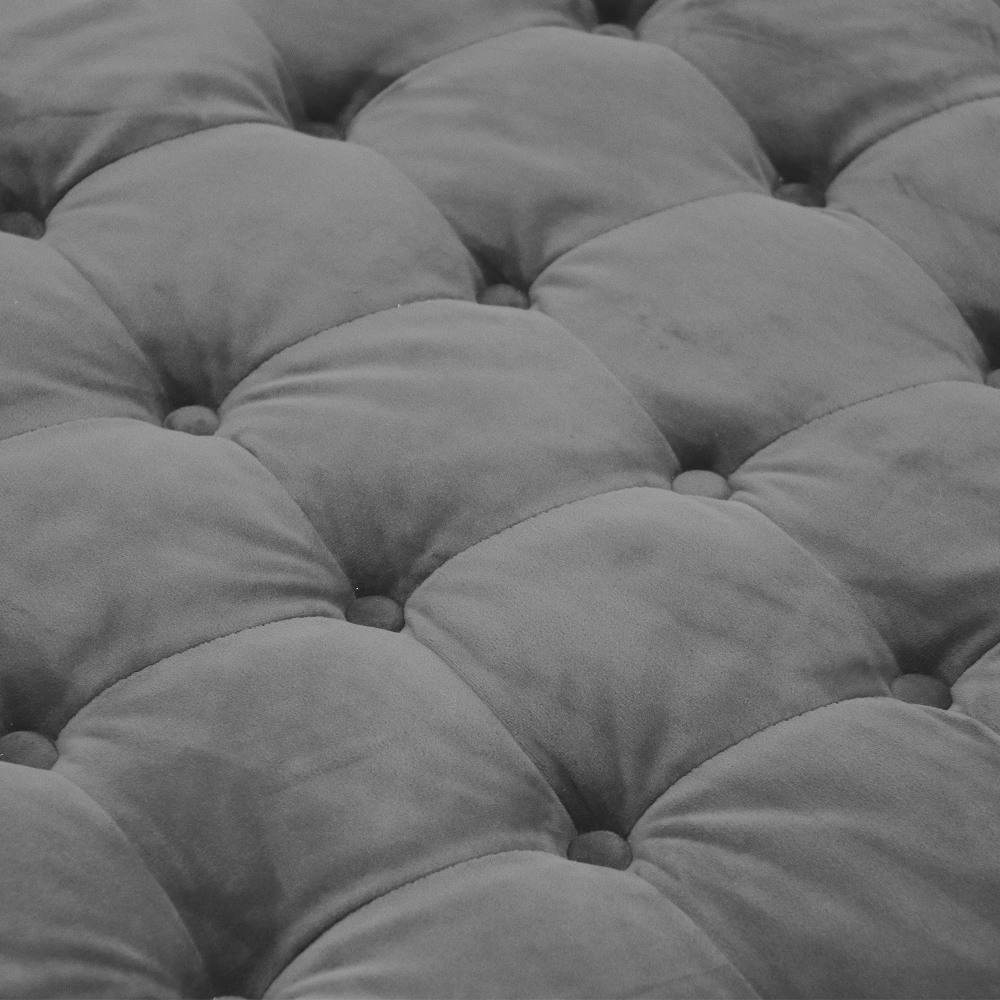 32 in. Dark Gray Velvet Upholstered Round Cocktail Ottoman with Wheels