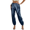 thumbnail image 2 of Cagogo Women's Plus Size Harem Pants Elastic Waist Flowy Casual Lounge Trousers Loose Wide Leg Palazzo Pants for Party Beach Work, Black S, 2 of 6