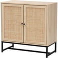 thumbnail image 1 of Baxton Studio Caterina Mid-Century Modern Transitional Natural Brown Finished Wood and Natural Rattan 2-Door Storage Cabinet, 1 of 8