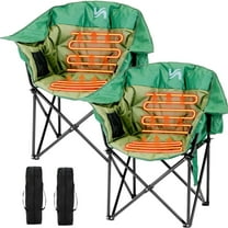 ABORON Padded Heated Camping Chair 2 Pack, Outdoor Folding Chair with 3 Heat Levels, Fully Padded Heated Patio Chair Portable Heavy Duty Arm Chair, Supports Up to 400lbs, Battery NOT Included