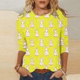 thumbnail image 2 of Jinhomg Women's Easter Day Shirt 2025 Trendy Rabbit Printed Tunic Tops Casual Comfy 3/4 Length Sleeve Crew Neck Spring Holiday Blouses Yellow XXXXXL, 2 of 6