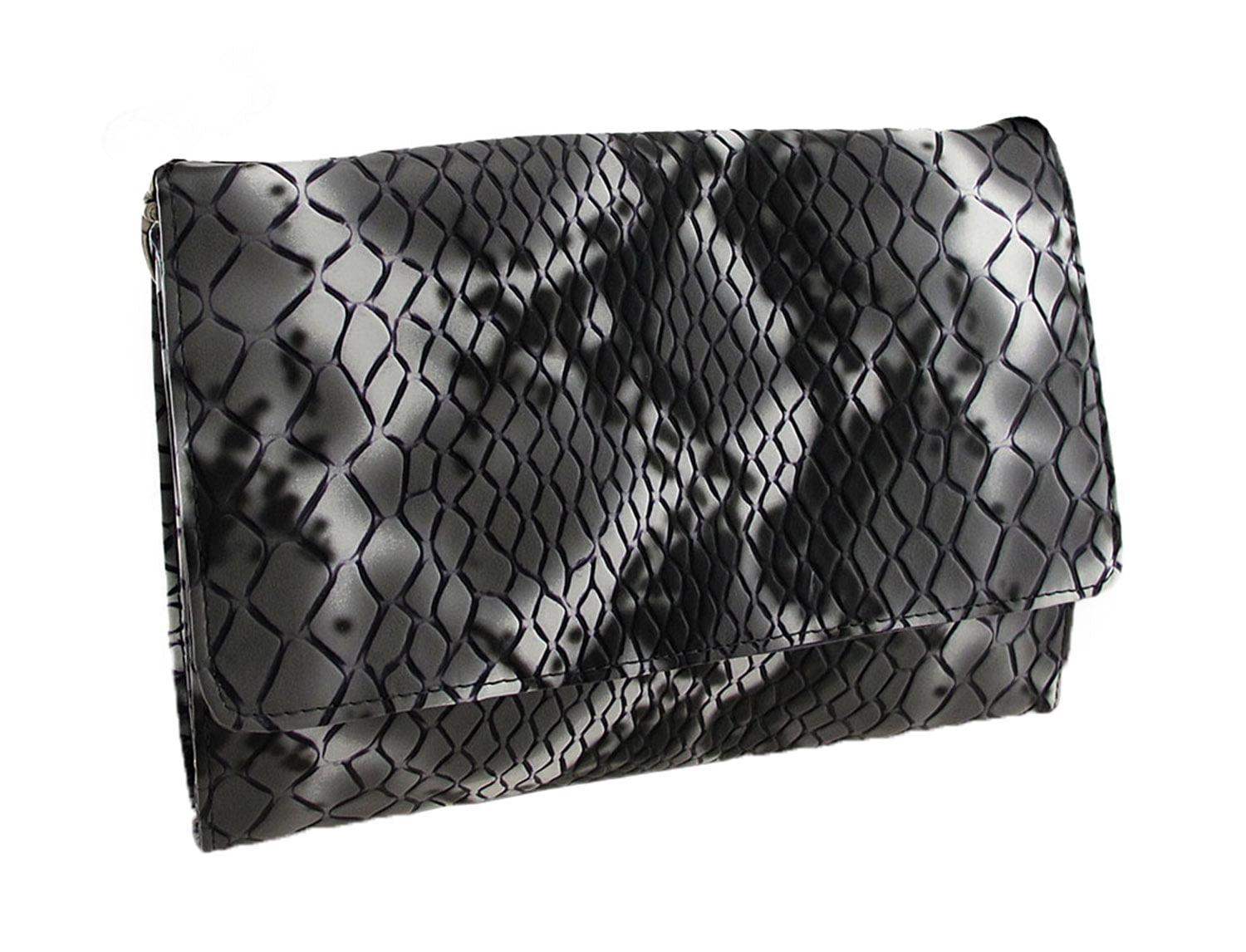 grey snakeskin clutch bag