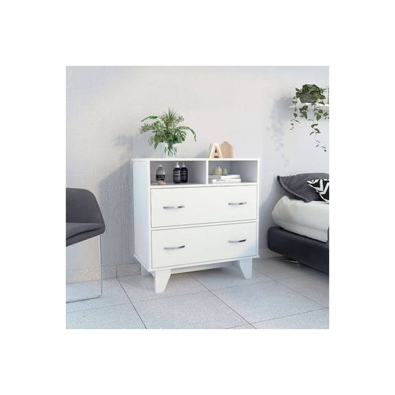 FM FURNITURE Portobelo Two Drawer Dresser, Two Shelves, Superior Top, Four Legs
