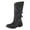 Black, variant on Bmisegm Foreign Trade Autumn and Winter Women's Boots Belt Buckle Low Heel Round Head High Barrel Boots Shoes Boots for Women Red 7.5