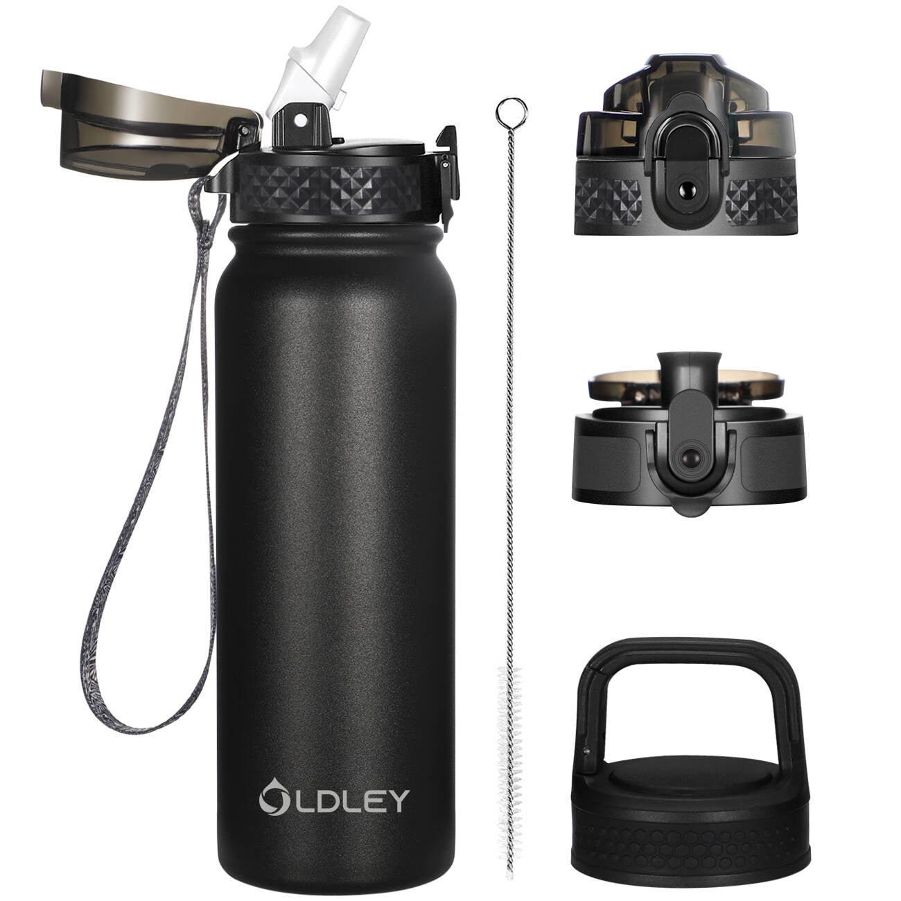 OLDLEY Insulated Water Bottle 12oz Stainless Steel Water Bottles with Straw for Adults Kids, Double Wall Vacuum Bottles, Leak-Proof Sports Water