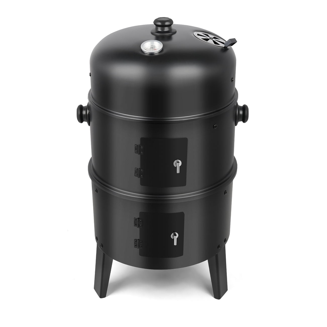 Linsen-outdoors Stainless Steel Vertical Charcoal BBQ Smoker: Versatile 3-in-1 Grill for Smoking, Roasting, and Barbecuing in Your Backyard or Outdoors