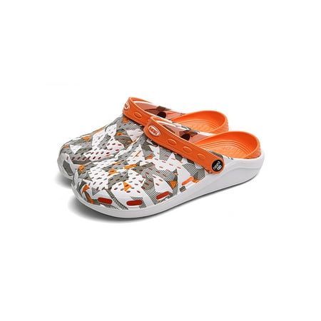 

Zodanni Unisex Clogs Shoes Slip On Slippers Sandal Non-slip Beach Sandals Mens Garden Shoe Womens Breathable Geometric Orange 7(M)