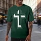 thumbnail image 2 of Camisas de Manga Corta de los Hombres Casual Pascua-Impresión Suelta Deportes Elásticos Cuello Redondo, Suave Blusa de Poliéster Spandex, 2 of 6