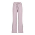 thumbnail image 4 of Hifoo Women Linen Pants Summer Wide Leg Casual Loose Drawstring High Waist Palazzo Pants Trousers With Pockets Leisure Solid Color Slacks, 4 of 6