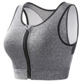 thumbnail image 4 of Sakmal Front Closure Sports Bras for Women Racerback Padded High Support Back Smoothing Gray Breathable Solid Ladies Sports Bras 2XL, 4 of 4