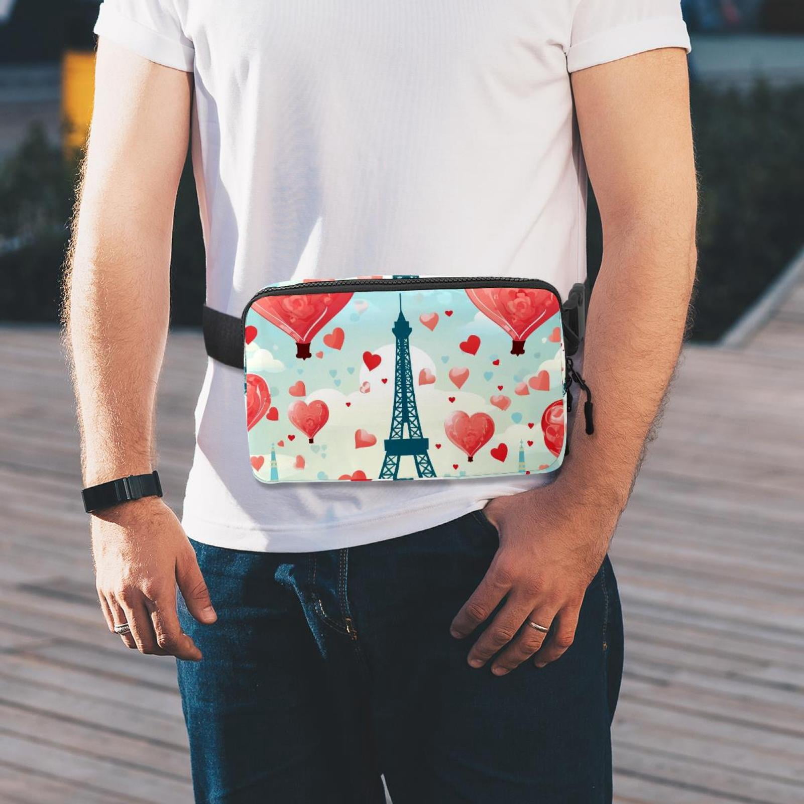 Valentine's Day Lightweight Adjustable Sling Bag Waist Pack with Extension Strap Unisex - Ideal for Travel and Outdoor Activities