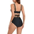 thumbnail image 4 of Hicidod Womens Bikini Set Tummy Control Fashion Solid Bathing Suits Modest High Waisted Cute Halter 2 Piece Beach Swim Suit, 4 of 5