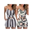 thumbnail image 6 of Genuiskids Women Fashion Shorts Suits 2Pcs Sets Summer Office Lady Floral Strap Tank Crop Top+High Waist Button Shorts Female Outfits, 6 of 7