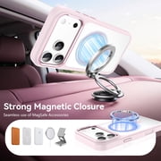 GAOBAO Magnetic Clear Case for iPhone 17 Pro Max, Compatible with MagSafe, Shockproof Bumper with Camera Control Button Cutout, Anti-Yellowing Slim Cover, Pink