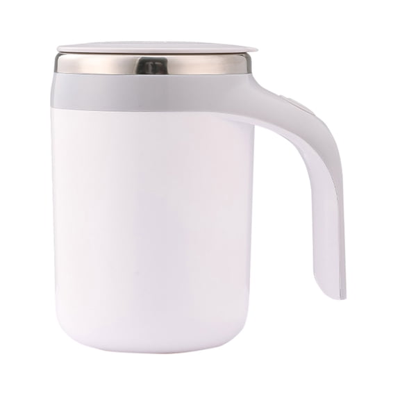 Lilixerw Automatic Stirring Coffee Cup,Self-Stirring Mug with Magnetic Stirrer,One-Touch Operation,Stainless Steel for Hot/Cold Drinks,Leak-Proof Lid,Perfect for Office & Travel,Silver