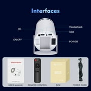 Yinzam HY300 Projector, MAX 4K with Android 12 2GB RAM 16GB ROM WiFi6 Bluetooth 5.2 Mini Video Projectors