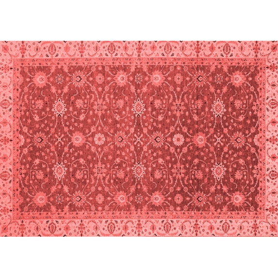 Ahgly Company Machine Washable Indoor Rectangle Oriental Red Traditional Area Rugs, 8' x 12'