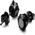 thumbnail image 5 of Ensemble de 6 Paires de Boucles d'Oreilles Clous pour Hommes et Femmes en Acier Inoxydable Noir et Transparent Rond Cubique, 5 of 5