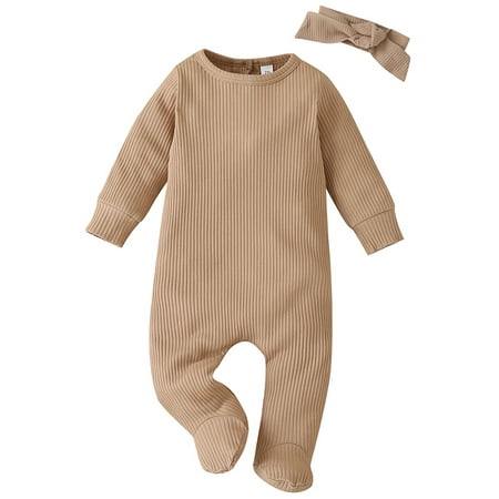 

Baby Knitted Romper Long Sleeve One-piece Wrapped Foot Jumpsuits