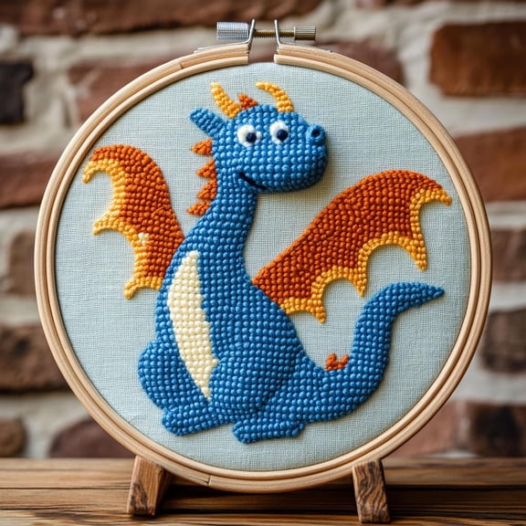 DIY Punch Needle Kits Dragon Easy for Beginners Punch Needle Embroidery Set with Hoop Stamped Pattern for Craft lovers and Home Decor-6