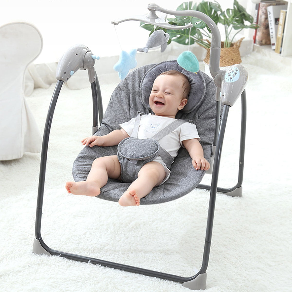 Can Be Used from The Beginning of The Newborn Brakites Soothing Portable Deluxe Swing Comfort Electric Baby Rocking Chair with Music 