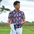 thumbnail image 4 of Daiia Skull flower blue Pattern Men’s Polo Shirts,Solid Deck Shirt,Classic Fit, Breathable Cotton Polo for Casual and Sport Wear-4X-Large, 4 of 7