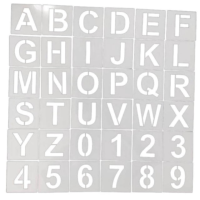 Yuarrent 36pcs 4inches Letra Número Stencil Símbolo Stencil Set Plástico Alfabeto Pintura Plantillas Stencil Kit para Pintura en Artesanía Numero 3