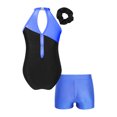 thumbnail image 4 of TTAO Kids Girls Sparkly Gymnastics Leotard Ballet Dance Unitard with Shorts and Hair Band Set Royal Blue 14, 4 of 7