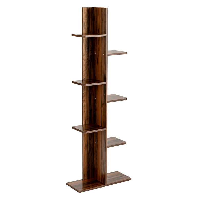 Homcom 75.5h Bookcase 6 Shelf S-shaped Bookshelf Wooden Storage