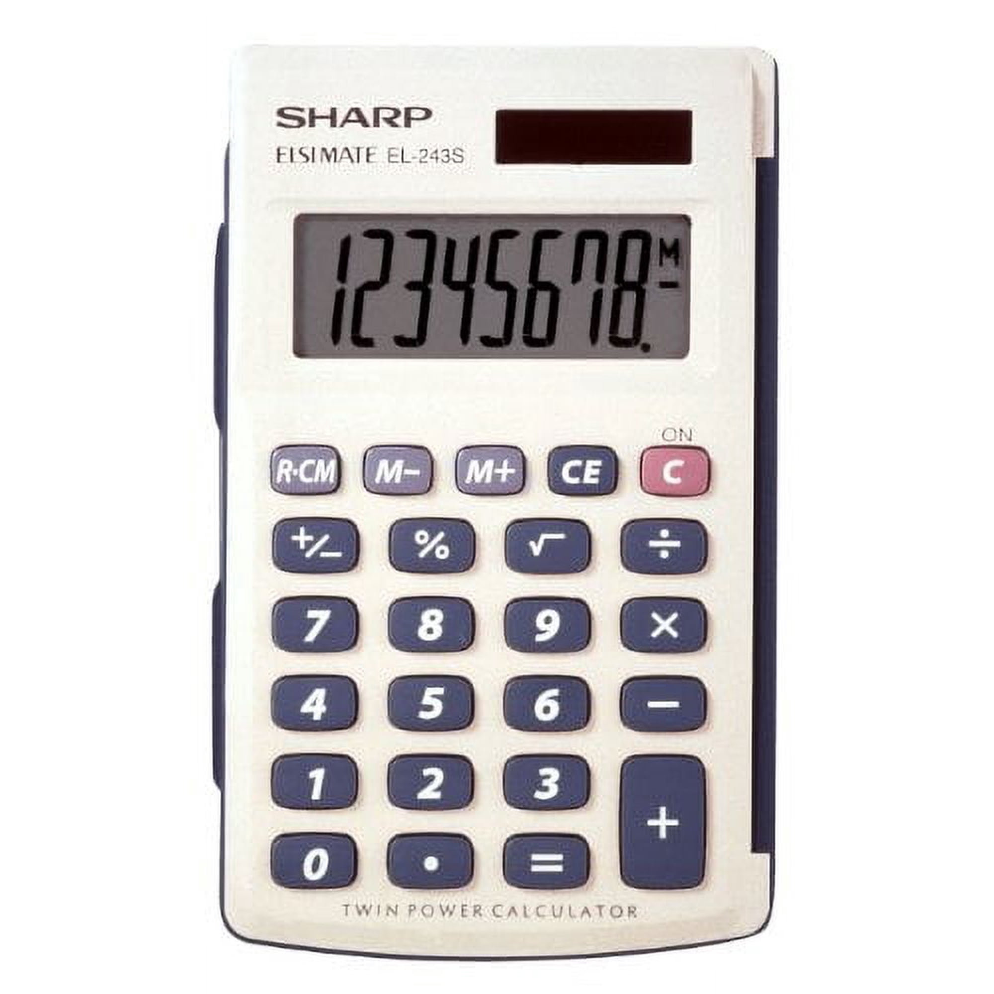 SHARP EL-243SB 8-Digit Pocket Calculator with Hinged Hard Cover, Gray