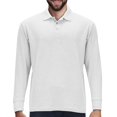 thumbnail image 1 of Premium Wear Polo de manga larga para hombre - Polo antimanchas para hombre - Blanco - 3XL, 1 of 5