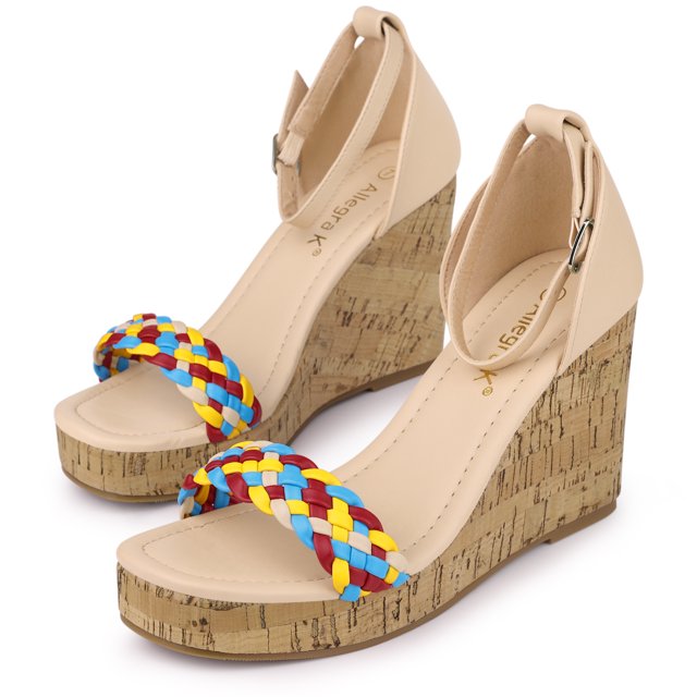 De mujer Plataforma Contraste Tirantes al tobillo Alpargatas Tacón de cuña Sandalias Beige 36