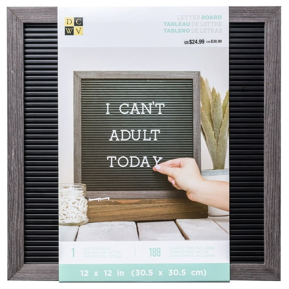 DCWV Framed Letterboard 12"X12"-Silver W/Black Insert