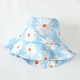 thumbnail image 4 of Kucnuzki Infant Baby Girl Clothes 12 Months Spring Summer Dress 18 Months Sleeveless Cute Daisy Prints Bowknot Sundress Hat 2PCS Set Blue 12-18 Months, 4 of 7