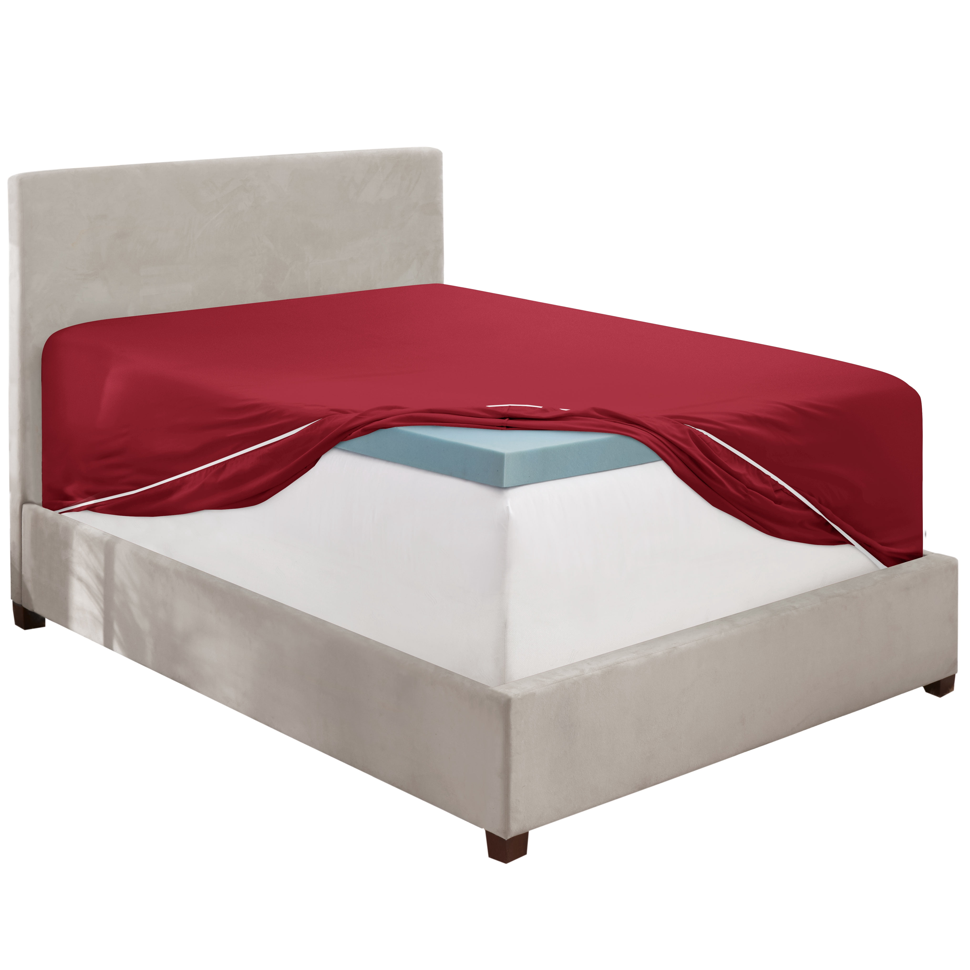 Clara Clark 1800 Microfiber Collection 18" - 21" Extra Deep Pocket Fitted Sheet, King Size, Burgundy Red