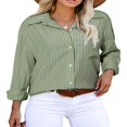 thumbnail image 1 of CHOK Blouse Tops pour Femmes Manches Longues Automne Rayé Imprimé Confortable Tops Chemises Décontractées Col Rabattu Léger Blouses avec Poches Bleu Ciel G, 1 of 6