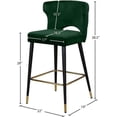 thumbnail image 5 of Pemberly Row Contemporary 28"H Velvet Counter Stool in Green (Set of 2), 5 of 5