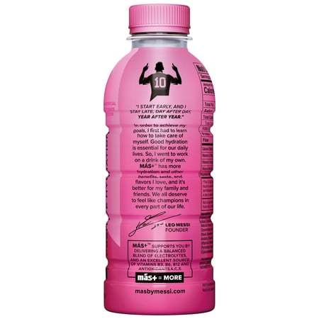 MÁS+ BY MESSI MAS+ BY MESSI HYDRATION SPORTS DRINK MIAMI PUNCH, 16.9 FL OZ BOTTLE